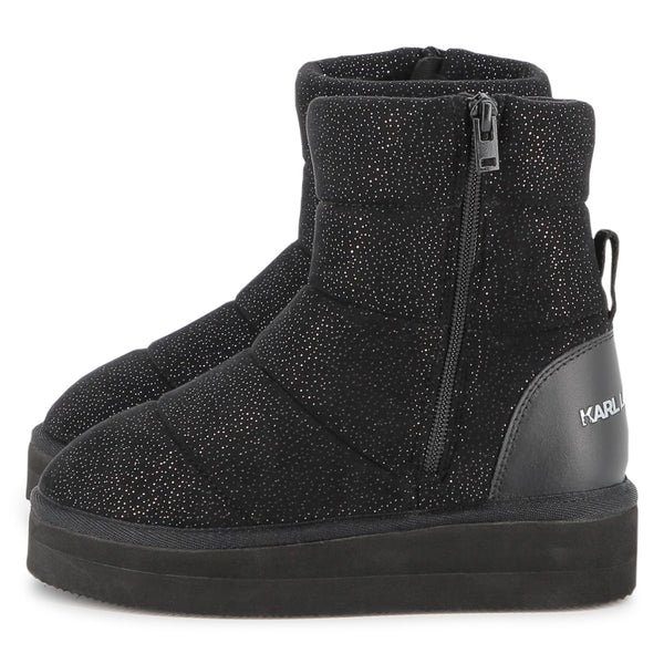 Black Glitter Winter Boots