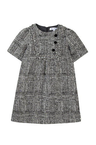 Black and White Tweed Dress with Buttons