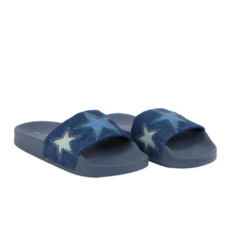 Blue Denim Star Slides