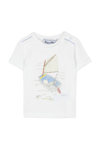 TAR White Baby Tee with Sailboat