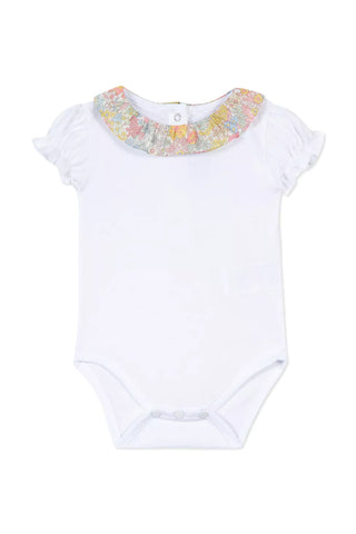 TAR White Bodysuit with Floral Collar