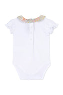 TAR White Bodysuit with Floral Collar