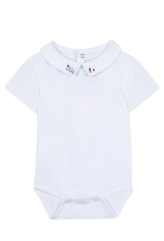 TAR White Bodysuit with Blue and Red Trim