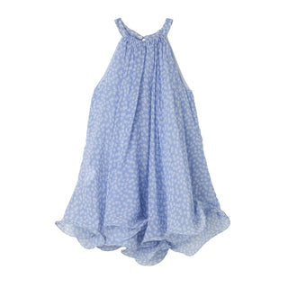 Blue Floral Chiffon Dress