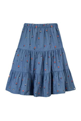 TAR Blue Denim Tiered Midi Skirt