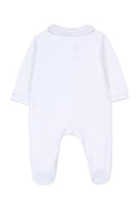 TAR White Velour Footie with Grey Stitching and Pleats