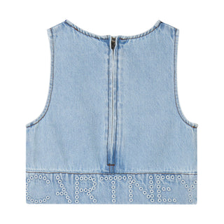 Blue Denim Logo Tank Top