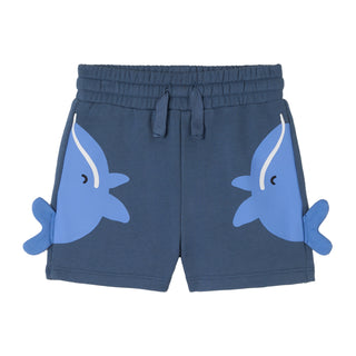 Blue Baby Whale Fleece Shorts