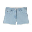 Blue Denim Embroidered Detail Short