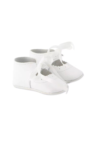 TAR White Leather Baby Mary Jane Crib Shoes