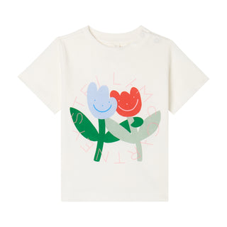 White Baby Flower Logo Disk Tee