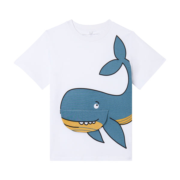 White 3D Whale Tee
