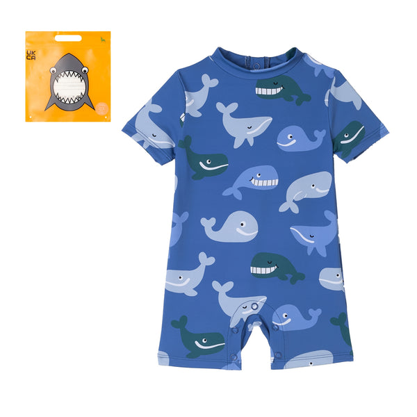 Blue Baby Whale Rashgaurd Romper