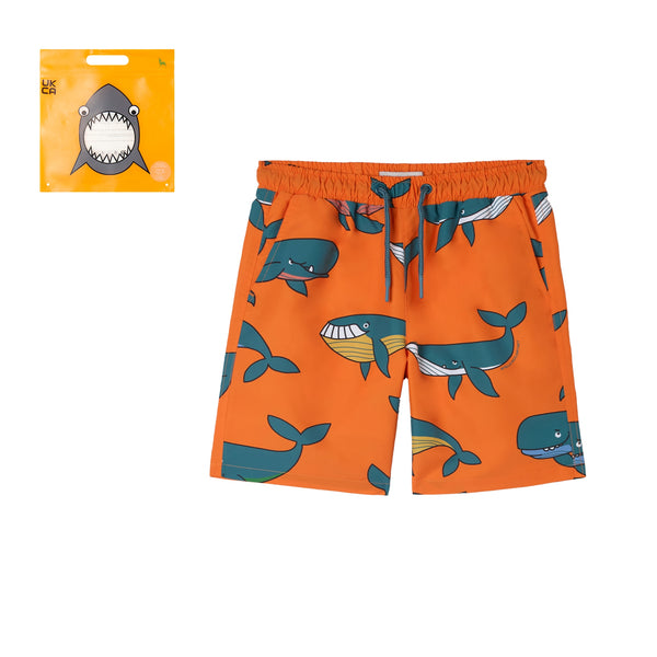 Orange Whale Swim Trunk