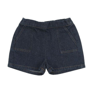 Dark Blue Denim with Cognac Stitch Shorts