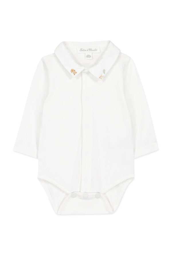 White Collar Baby Bodysuit