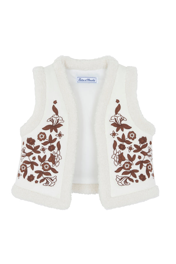 Mother of Pearl Embroidered Fur Vest