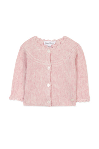 Pale Pink Scallop Cuff Baby Cardigan