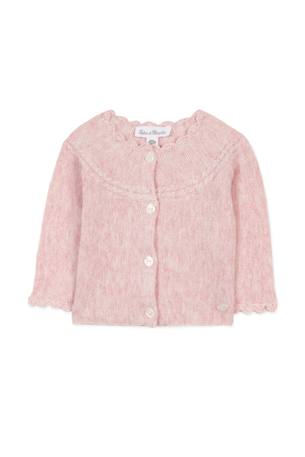 Pale Pink Scallop Cuff Baby Cardigan