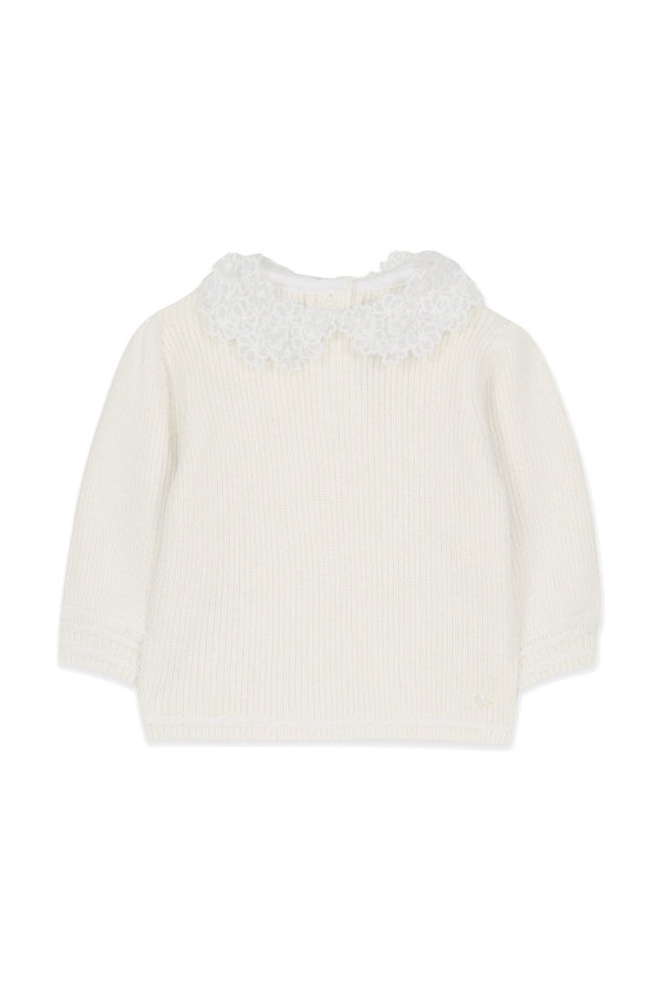 Mother of Pearl Lace Collar Baby Sweater