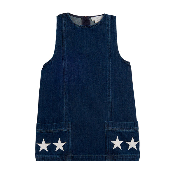 Navy Denim Star Patches Jumper Dress