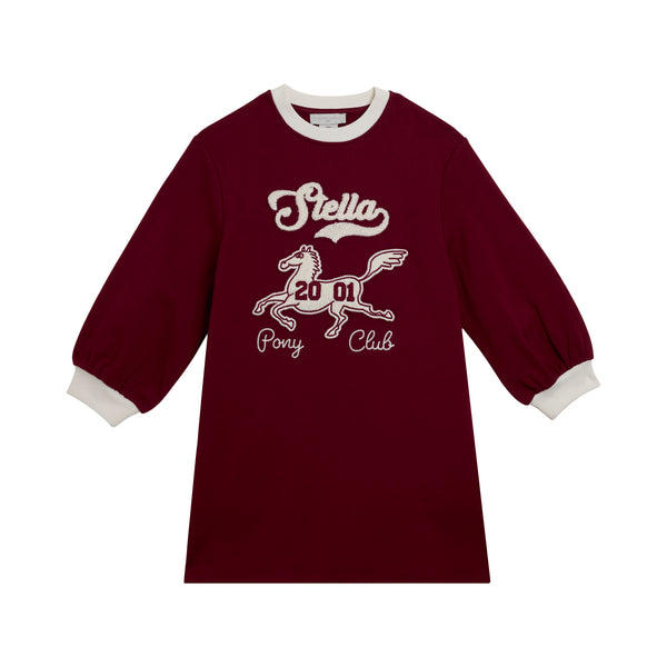 Burgundy Horse and Stella Patch Fleece Dress