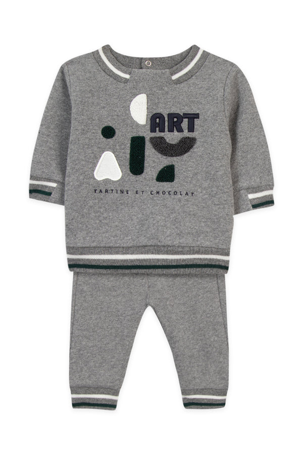 Heather Gray Patch Jogging Suit