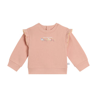 Baby Light Pink Horse Embroidered Ruffle Crewneck