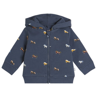 Baby Navy Horse Embroidered Hoodie