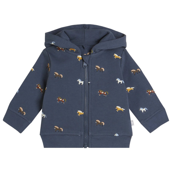 Baby Navy Horse Embroidered Hoodie