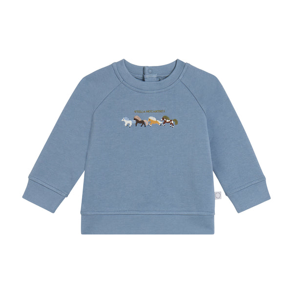 Baby Blue Horse Embroidered Crewneck