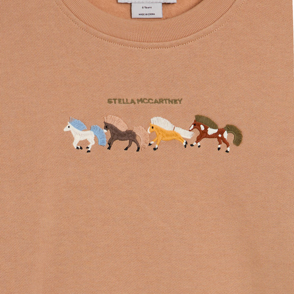 Brown Horse Embroidered Crewneck