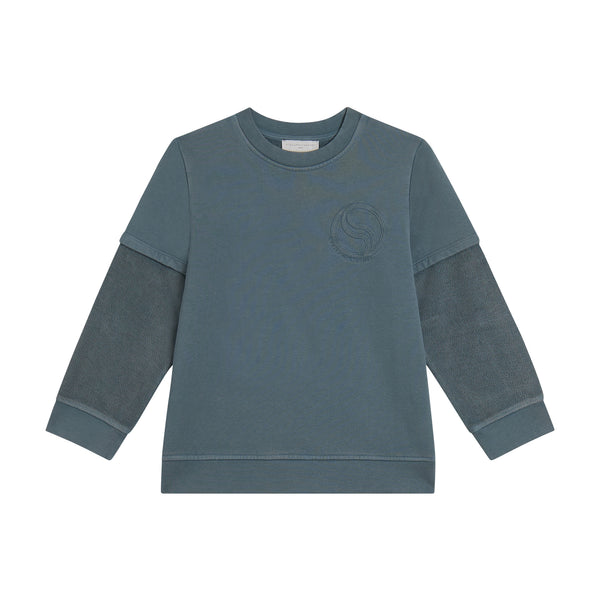Steel Blue Layered Look Crewneck