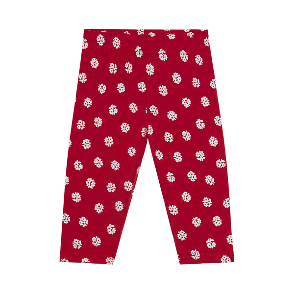 Baby Red with White Ditsy Flowers Leggings