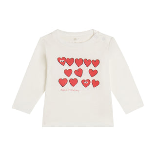 Baby White with Red Hearts Long Sleeve Tee