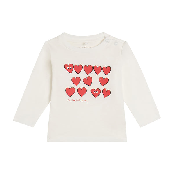 Baby White with Red Hearts Long Sleeve Tee