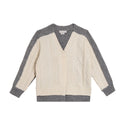 Cream and Grey Colorblock Cableknit Cardigan