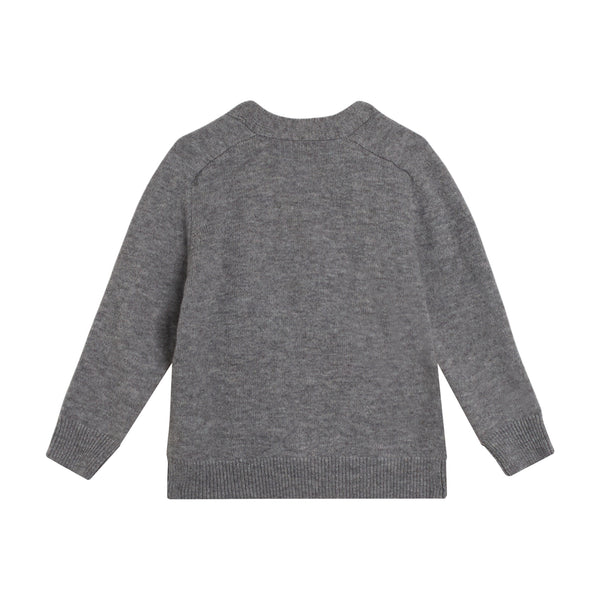 Cream and Grey Colorblock Cableknit Cardigan