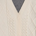 Cream and Grey Colorblock Cableknit Cardigan