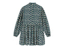 Navy Zas Patterened Bow Detail Long Length Dress