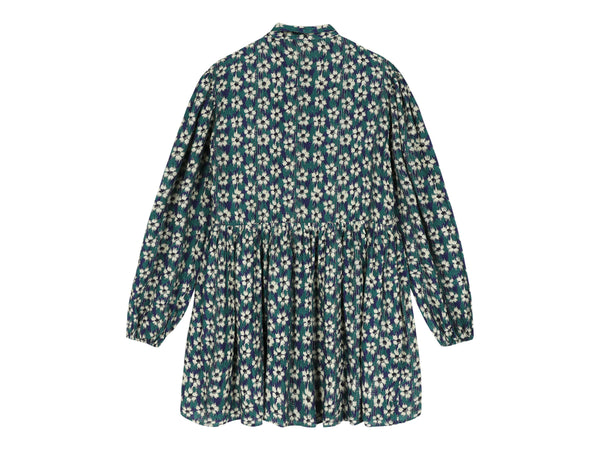Navy Zas Patterened Bow Detail Long Length Dress