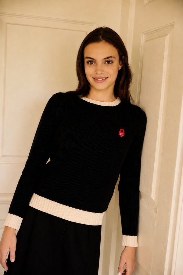 Teen Black Knit Heart Lock Sweater