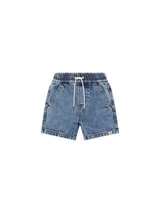 Blue Denim Drawstring Shorts