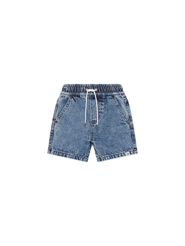 Blue Denim Drawstring Shorts