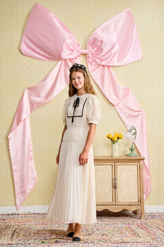 Ivory Chiffon Pleated Dress