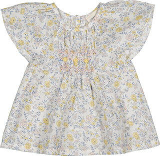 Off White Baby Prunette Romantic Flower Tunic