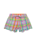 Prism Pink Pomme Scalloped Hem Plaid Shorts