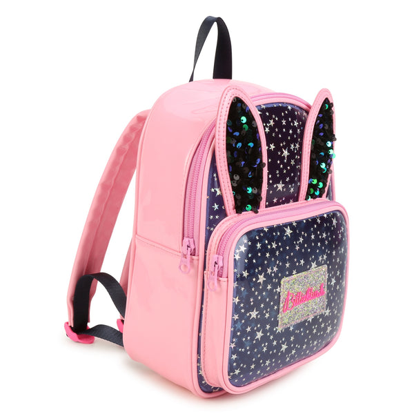 Pink Sparkly Bunny Ears Stars Backpack