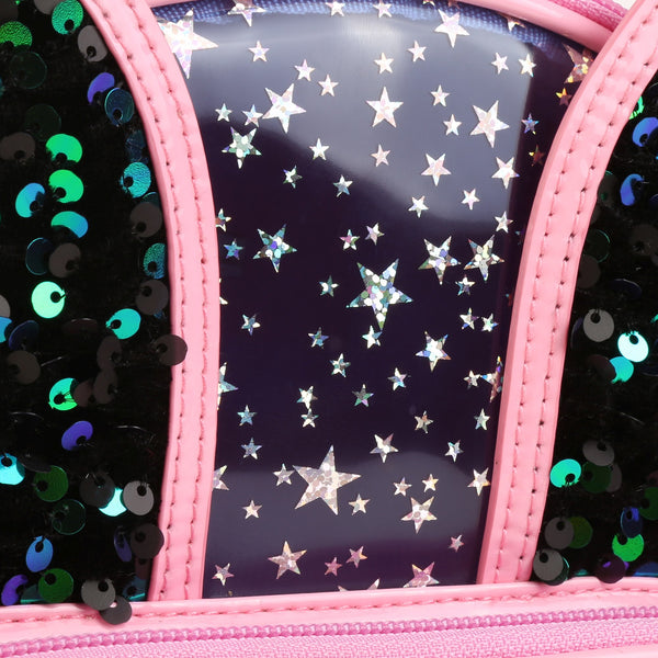 Pink Sparkly Bunny Ears Stars Backpack