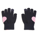 Navy Heart Detailed Knit Gloves